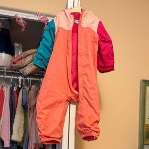 Columbia Pink and Teal rain/windbreaker suit